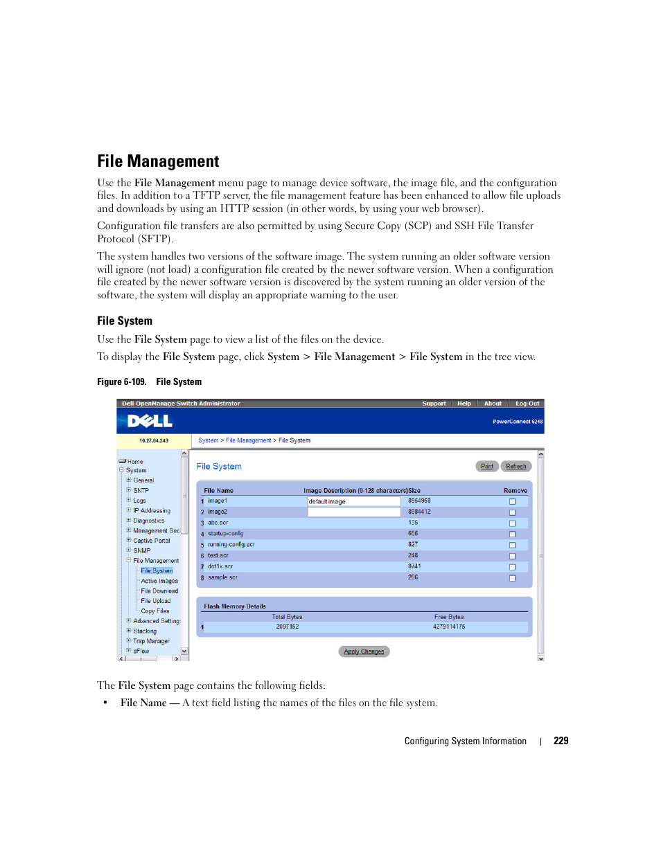 File management, File system | Dell PowerConnect M6220 User Manual | Page 231 / 737