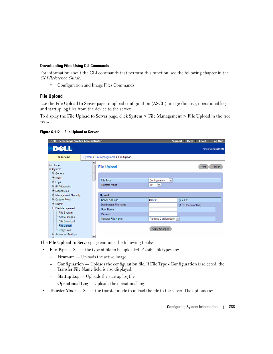 File upload | Dell PowerConnect M6220 User Manual | Page 235 / 737