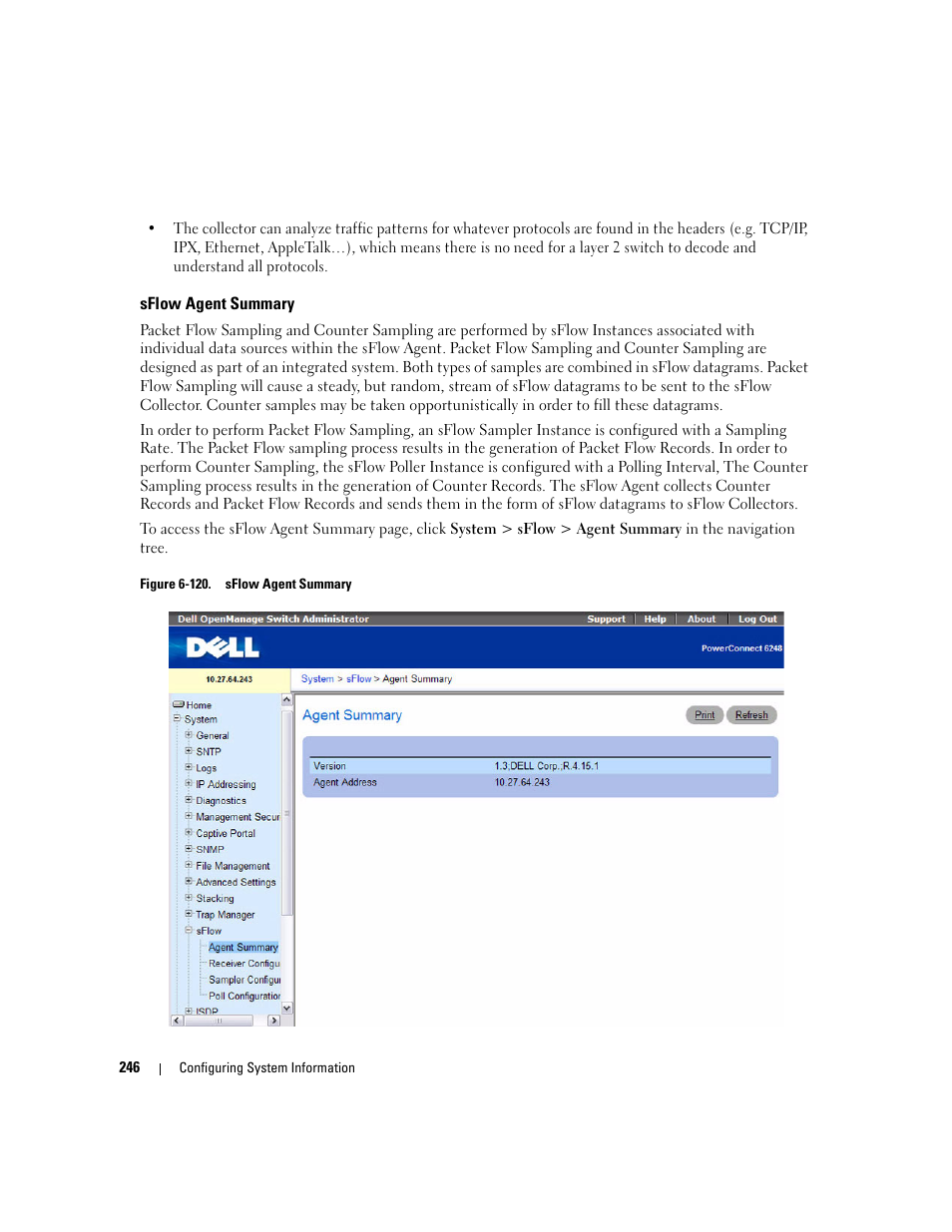Sflow agent summary | Dell PowerConnect M6220 User Manual | Page 248 / 737