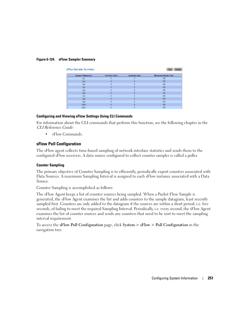 Sflow poll configuration | Dell PowerConnect M6220 User Manual | Page 253 / 737