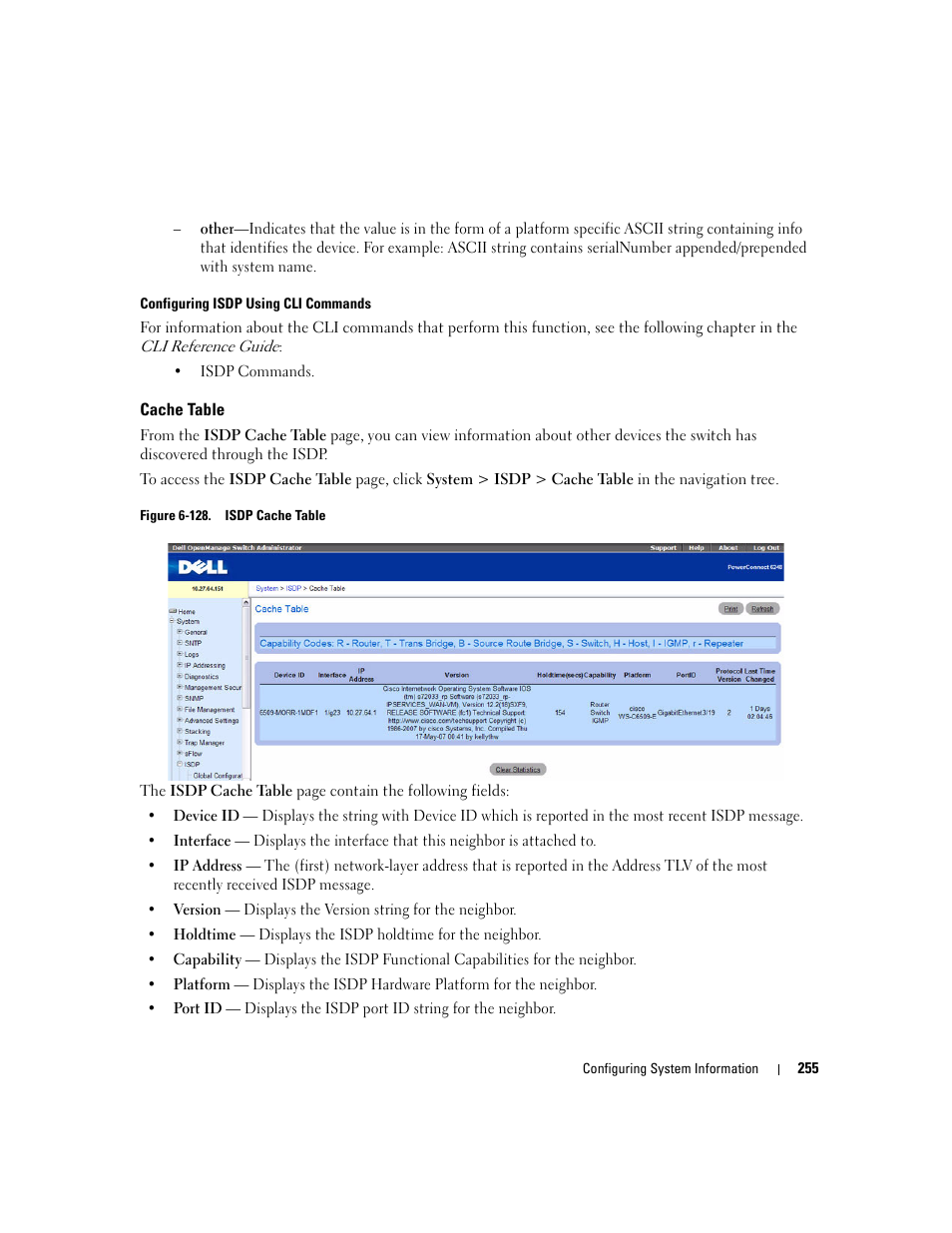 Cache table | Dell PowerConnect M6220 User Manual | Page 257 / 737