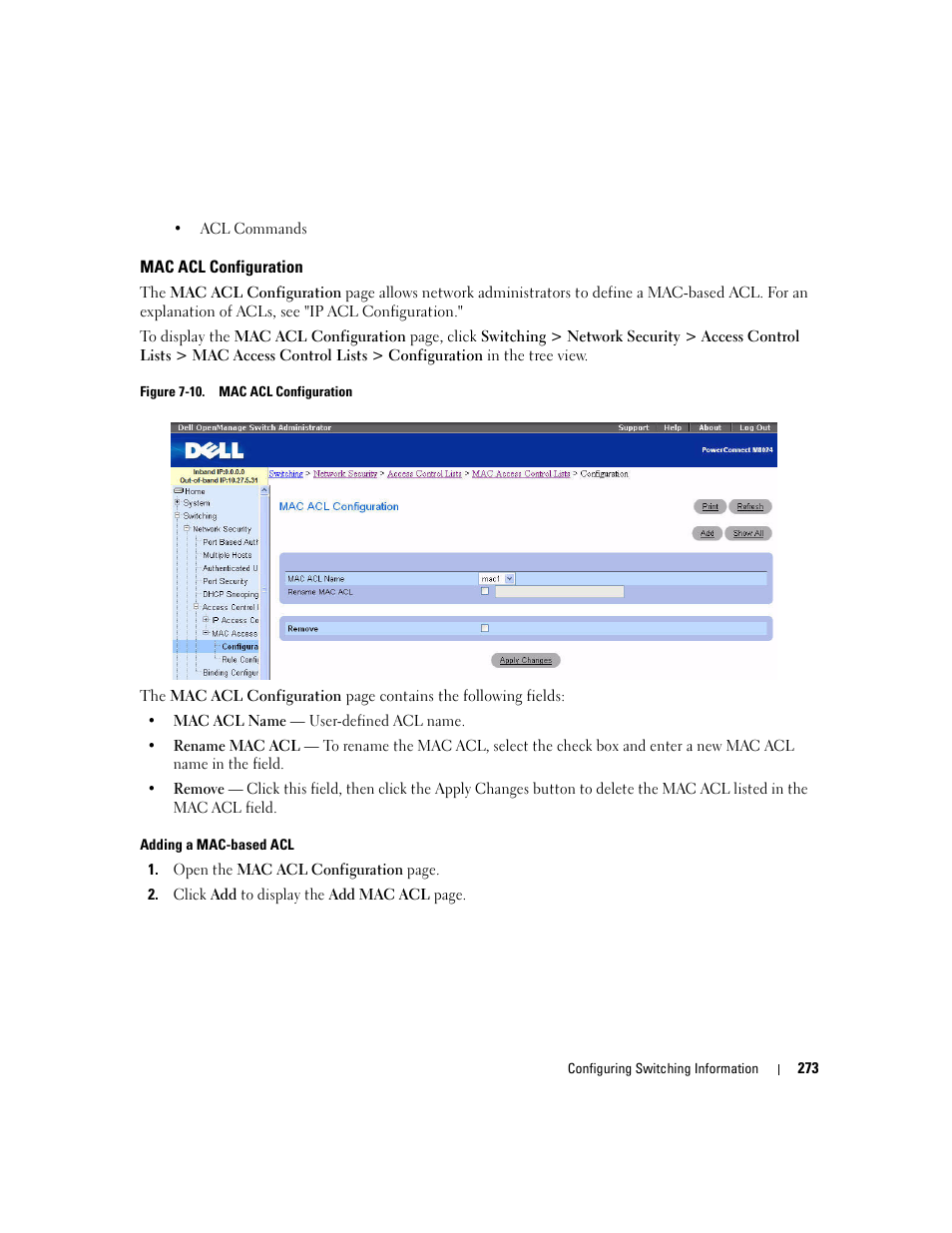 Mac acl configuration, D "mac acl configuration | Dell PowerConnect M6220 User Manual | Page 275 / 737