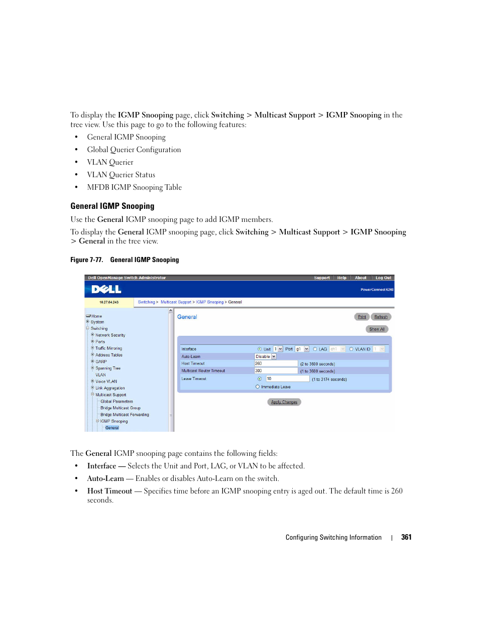 General igmp snooping | Dell PowerConnect M6220 User Manual | Page 363 / 737