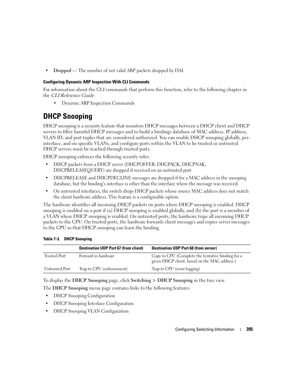 Dhcp snooping | Dell PowerConnect M6220 User Manual | Page 397 / 737