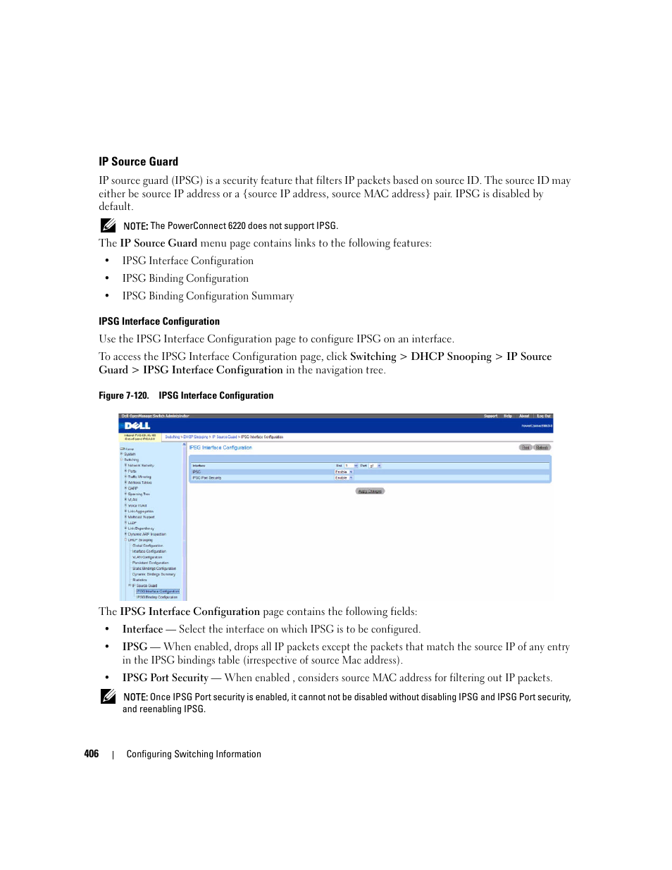 Ip source guard, Source guard | Dell PowerConnect M6220 User Manual | Page 408 / 737