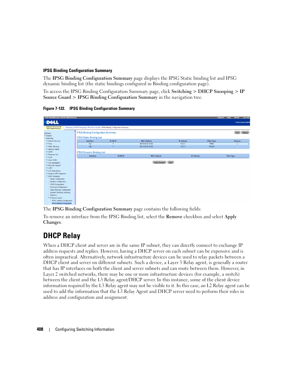 Dhcp relay | Dell PowerConnect M6220 User Manual | Page 410 / 737