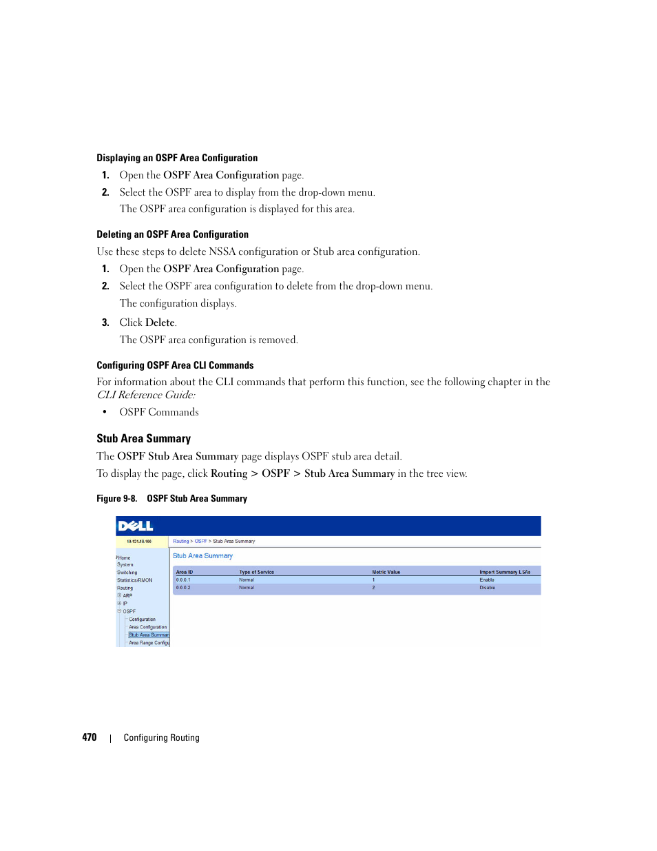 Stub area summary | Dell PowerConnect M6220 User Manual | Page 472 / 737