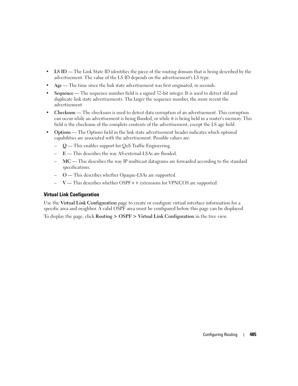 Virtual link configuration | Dell PowerConnect M6220 User Manual | Page 487 / 737