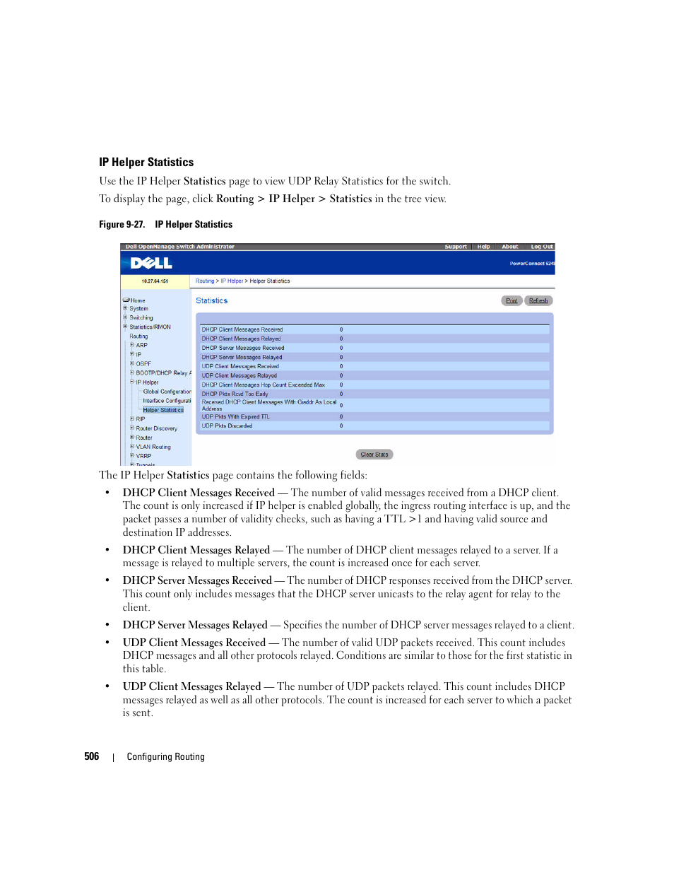 Ip helper statistics | Dell PowerConnect M6220 User Manual | Page 508 / 737