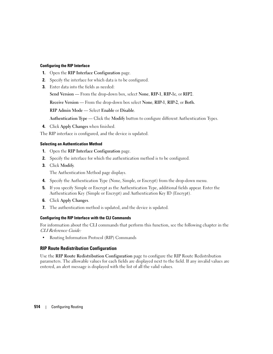 Rip route redistribution configuration | Dell PowerConnect M6220 User Manual | Page 516 / 737