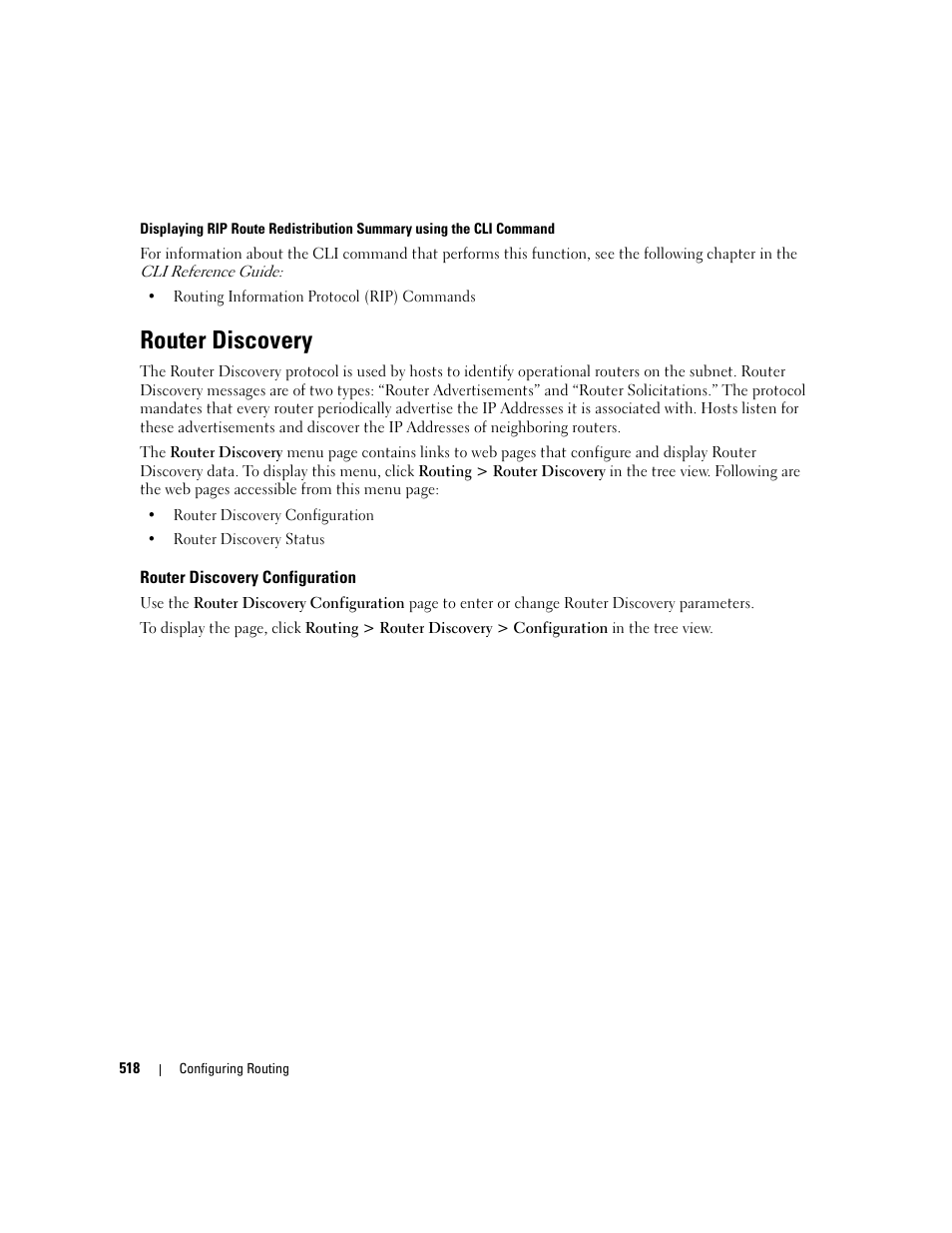 Router discovery, Router discovery configuration | Dell PowerConnect M6220 User Manual | Page 520 / 737