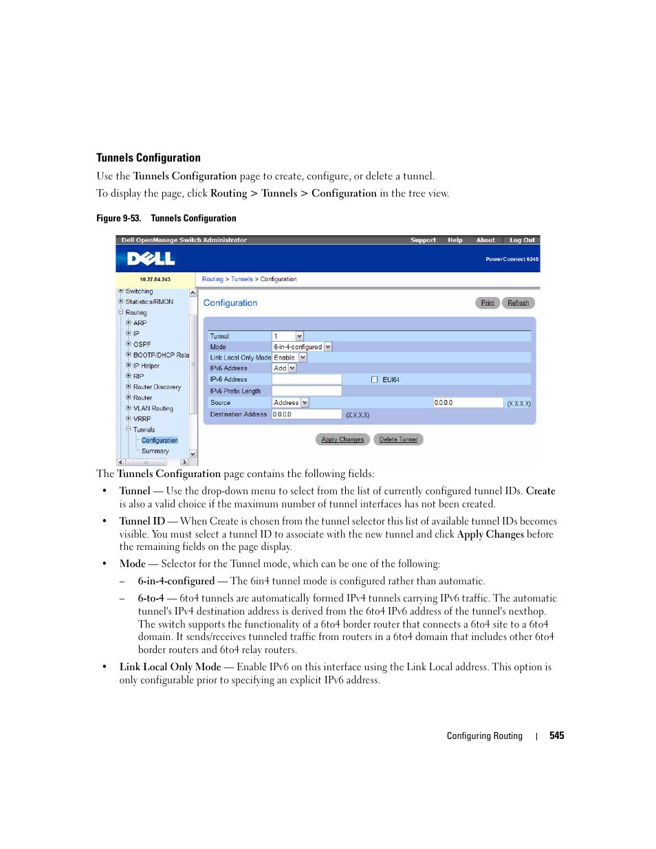 Tunnels configuration | Dell PowerConnect M6220 User Manual | Page 547 / 737