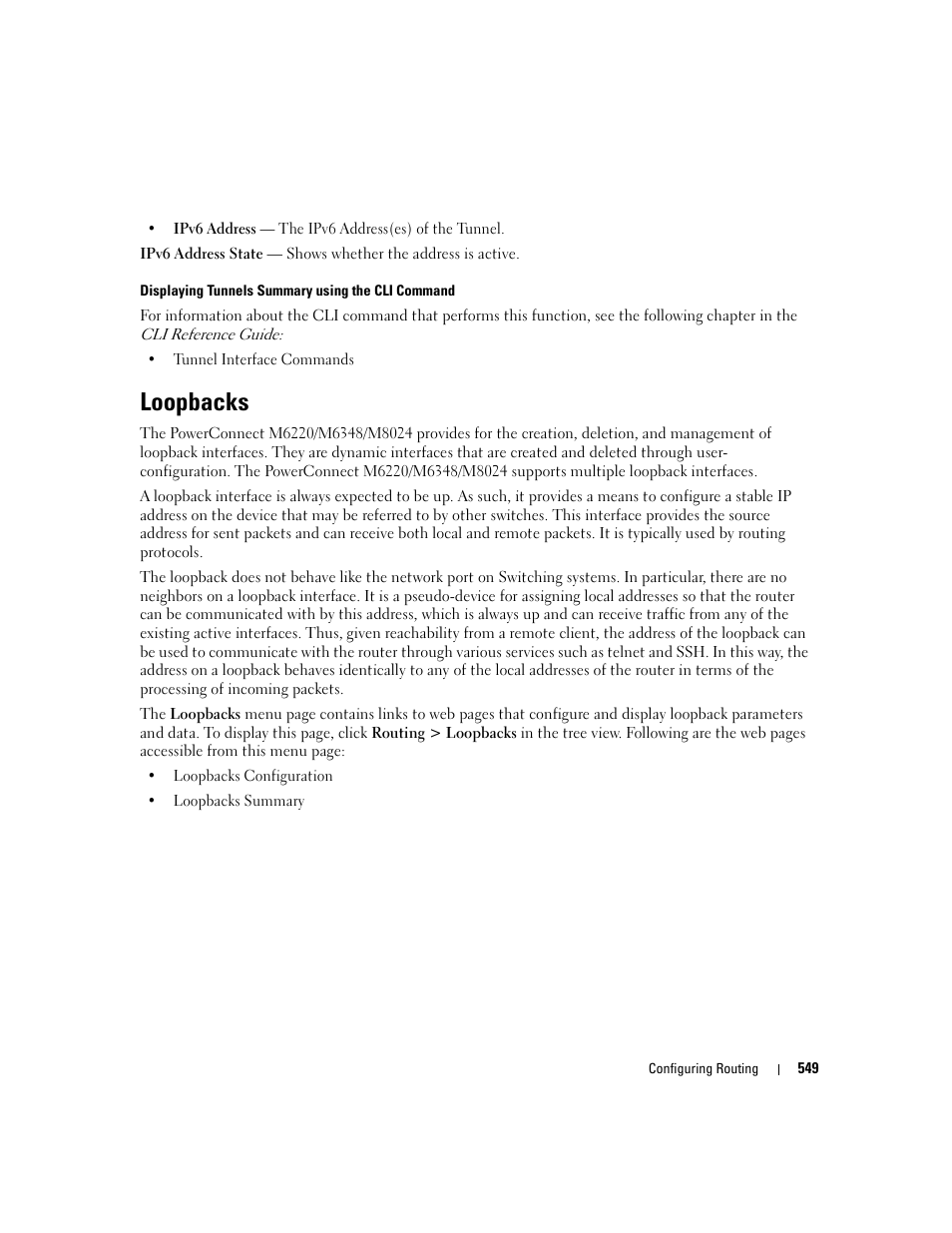 Loopbacks | Dell PowerConnect M6220 User Manual | Page 551 / 737