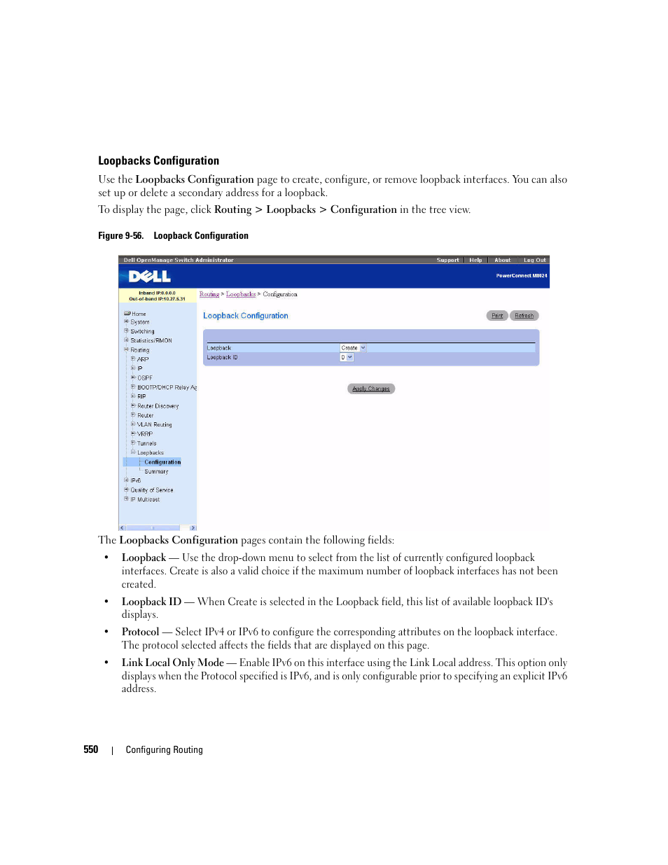 Loopbacks configuration | Dell PowerConnect M6220 User Manual | Page 552 / 737