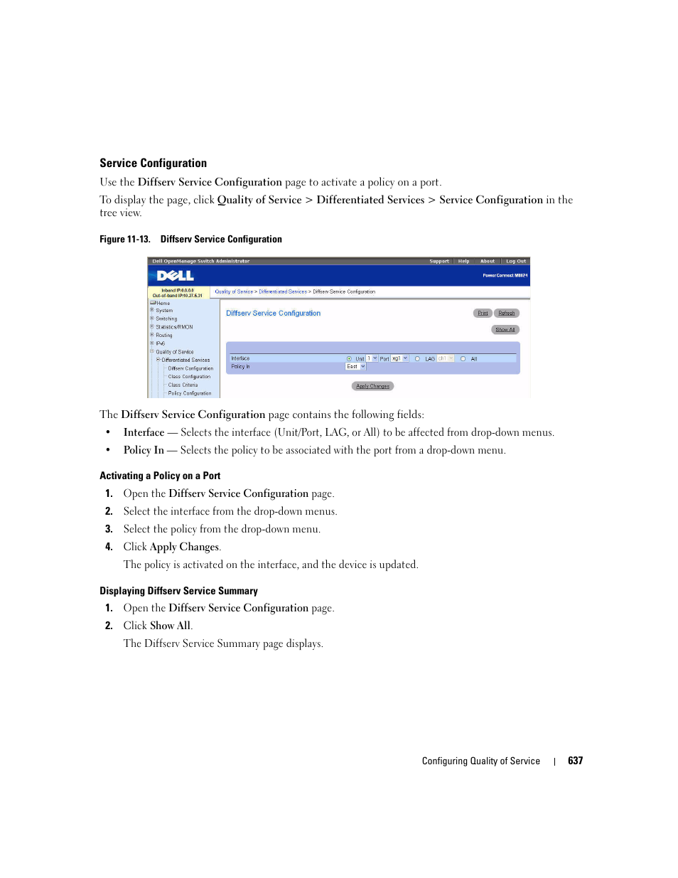 Service configuration | Dell PowerConnect M6220 User Manual | Page 639 / 737