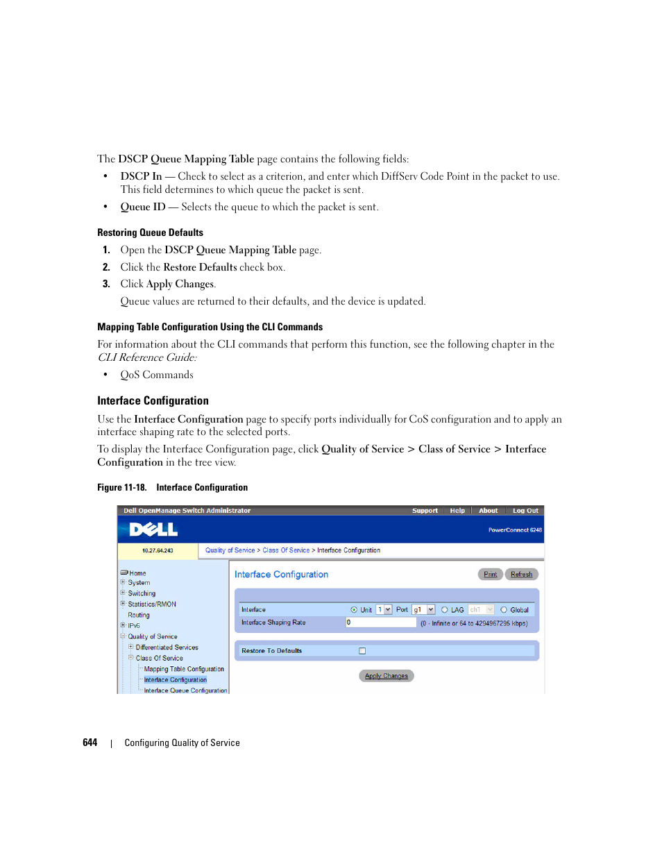 Interface configuration | Dell PowerConnect M6220 User Manual | Page 646 / 737