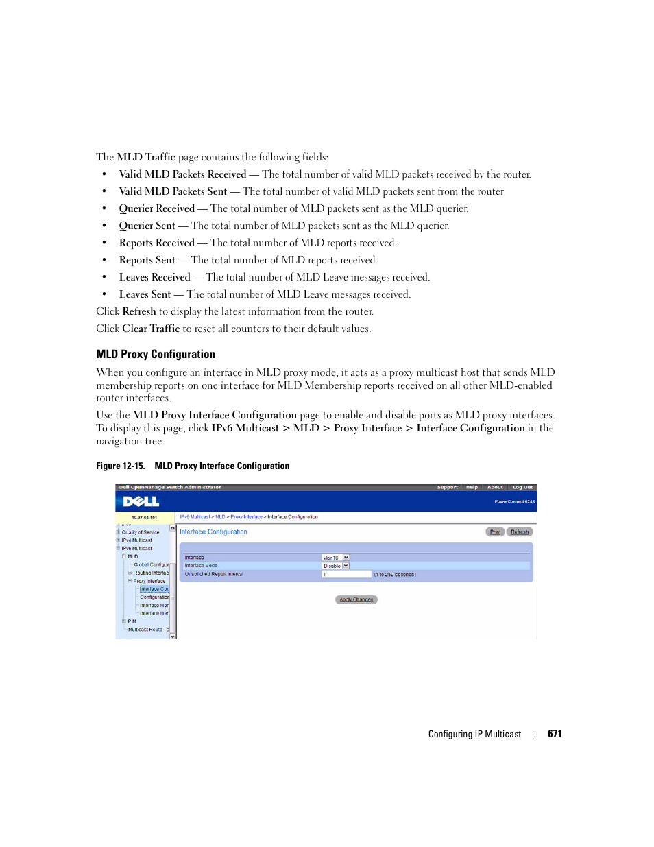 Mld proxy configuration | Dell PowerConnect M6220 User Manual | Page 673 / 737