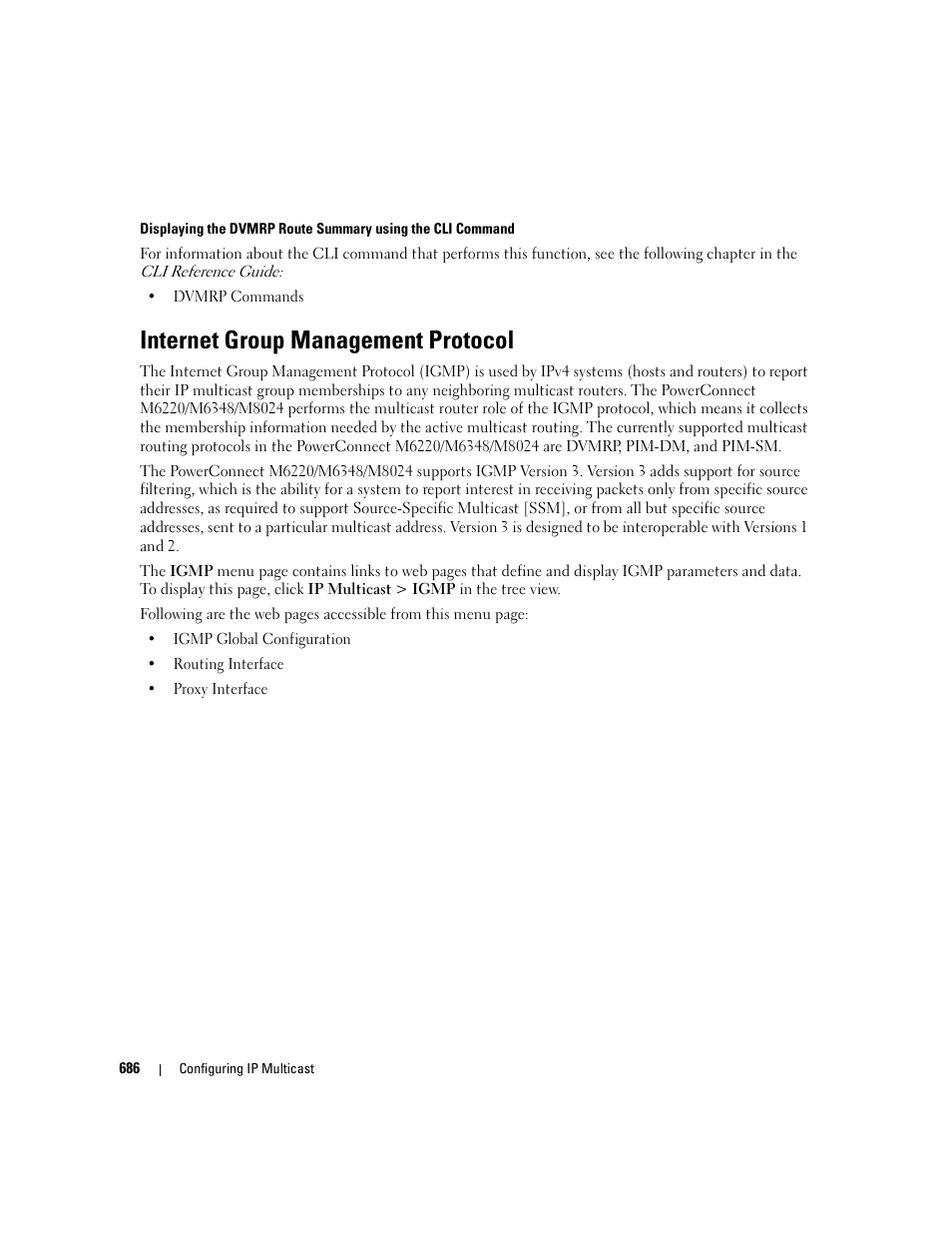 Internet group management protocol | Dell PowerConnect M6220 User Manual | Page 688 / 737