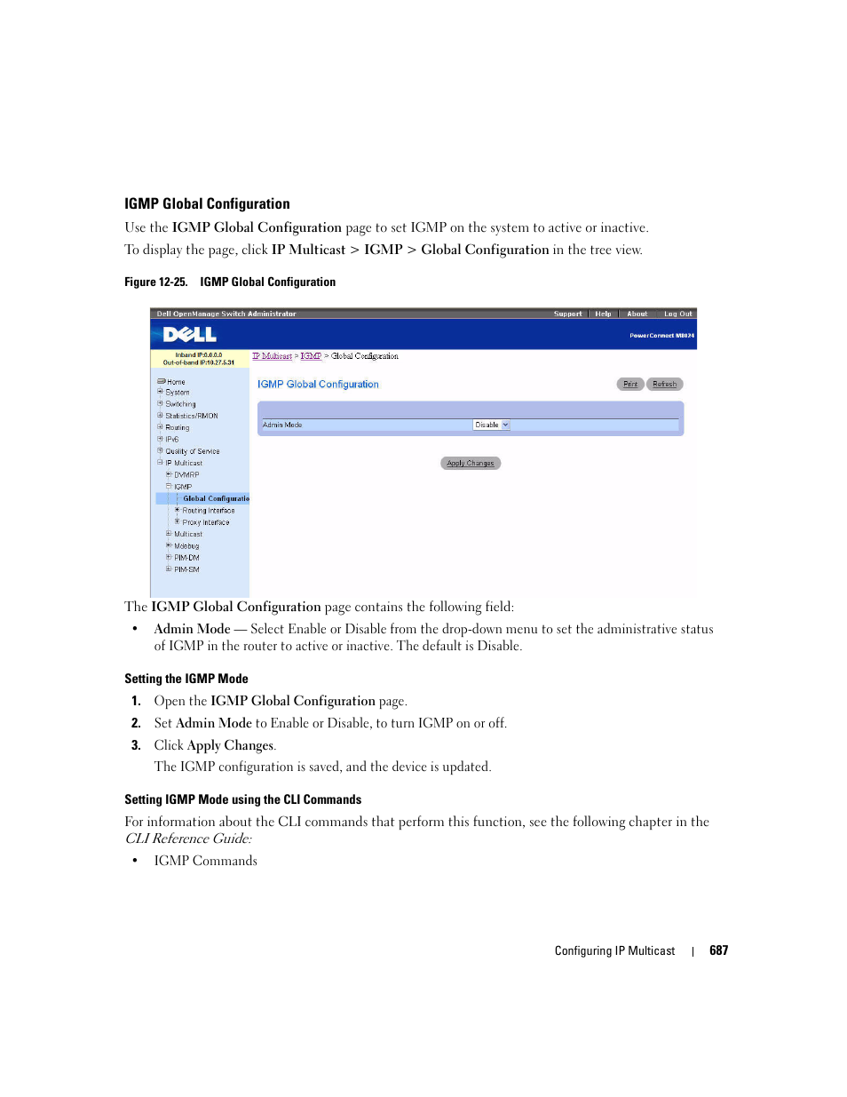 Igmp global configuration | Dell PowerConnect M6220 User Manual | Page 689 / 737