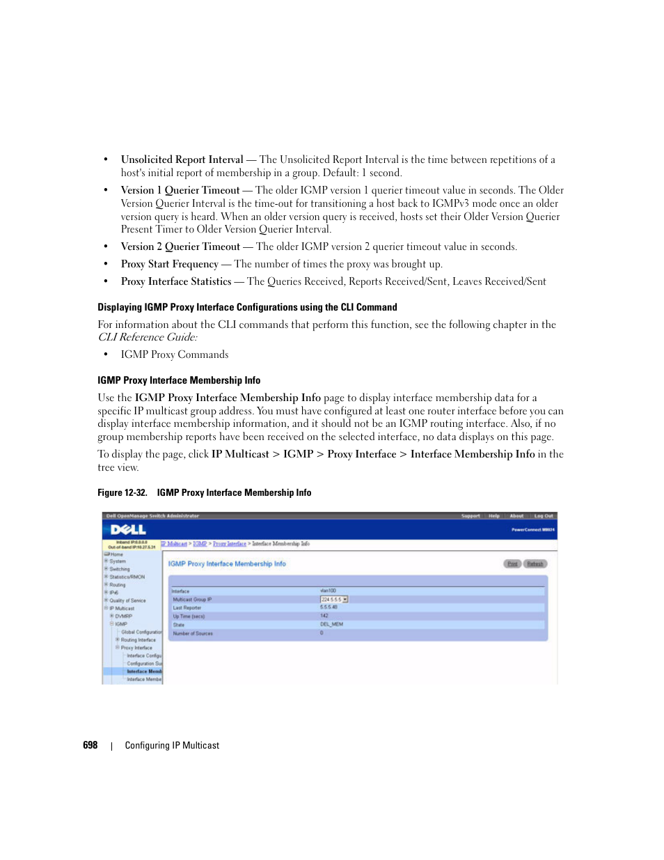 Igmp proxy interface membership info | Dell PowerConnect M6220 User Manual | Page 700 / 737