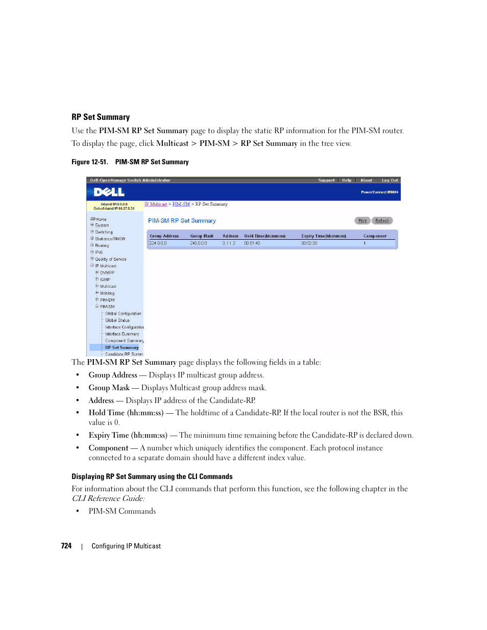 Rp set summary | Dell PowerConnect M6220 User Manual | Page 726 / 737