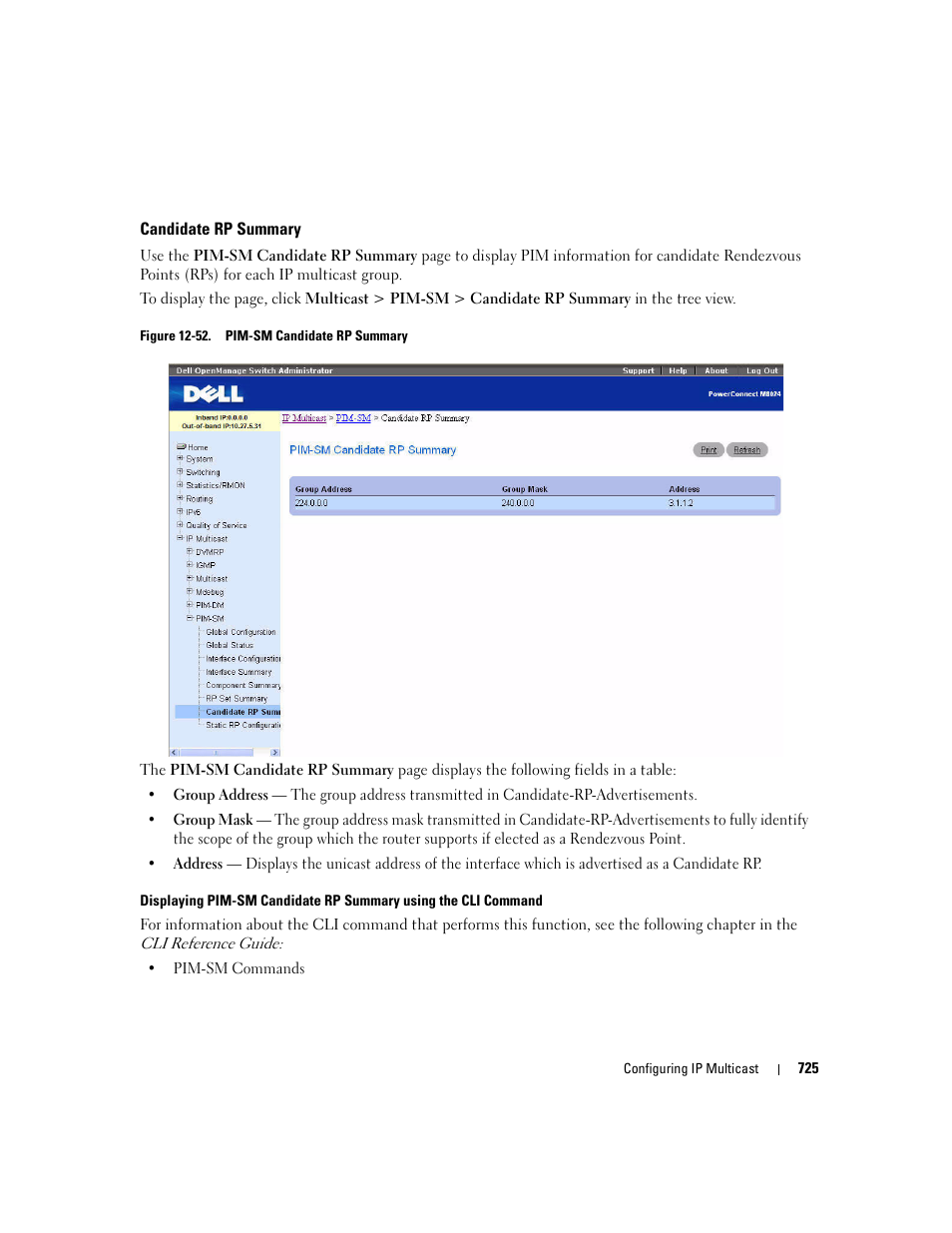 Candidate rp summary | Dell PowerConnect M6220 User Manual | Page 727 / 737