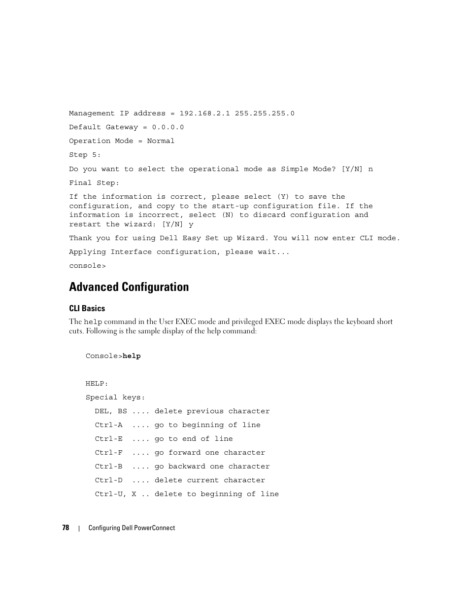 Advanced configuration, Cli basics | Dell PowerConnect M6220 User Manual | Page 80 / 737