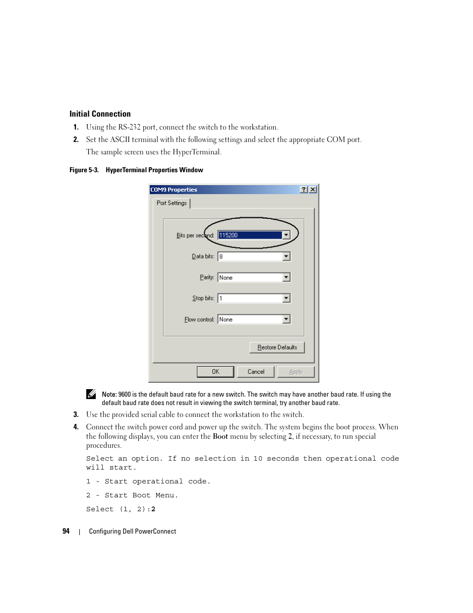 Initial connection | Dell PowerConnect M6220 User Manual | Page 96 / 737