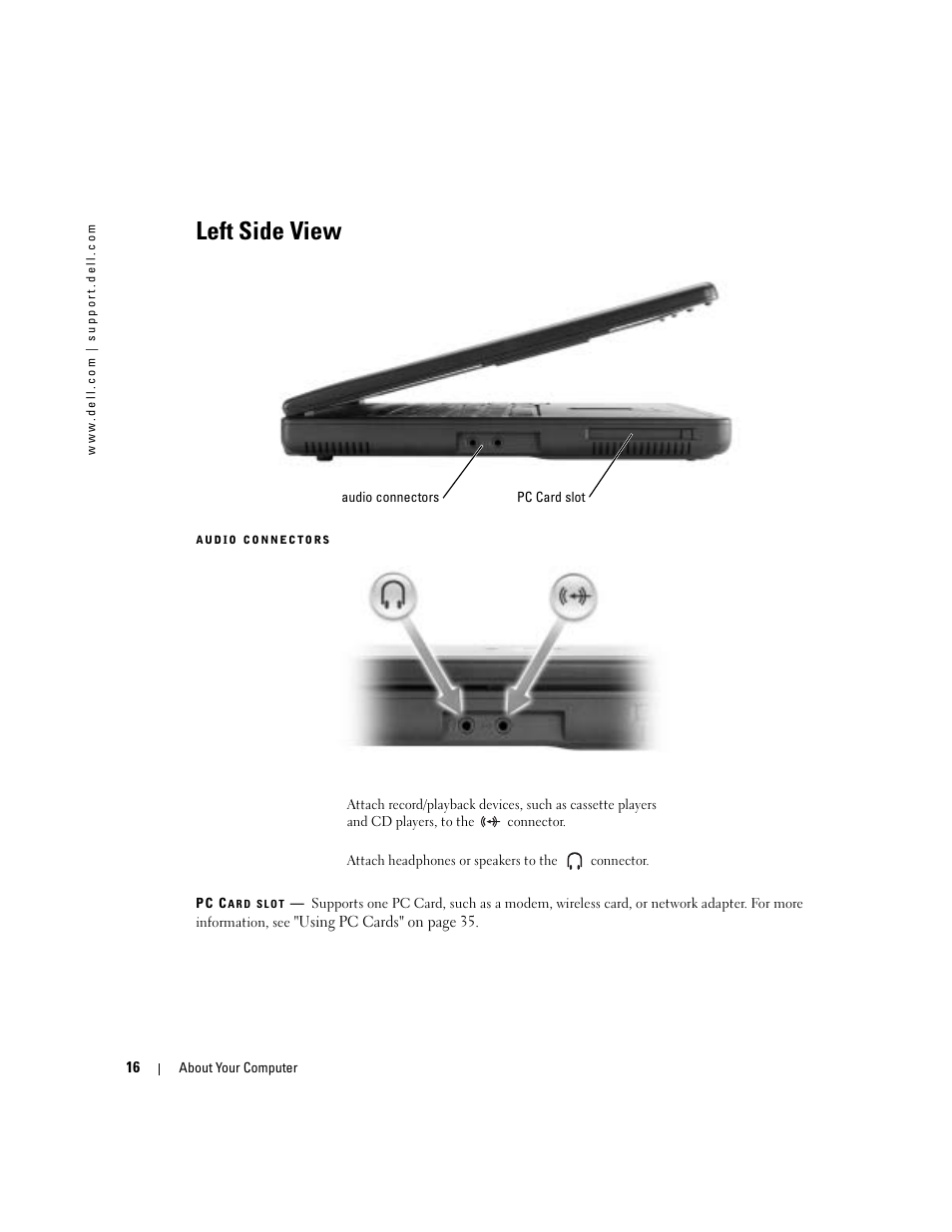 Left side view | Dell 1000 User Manual | Page 16 / 98