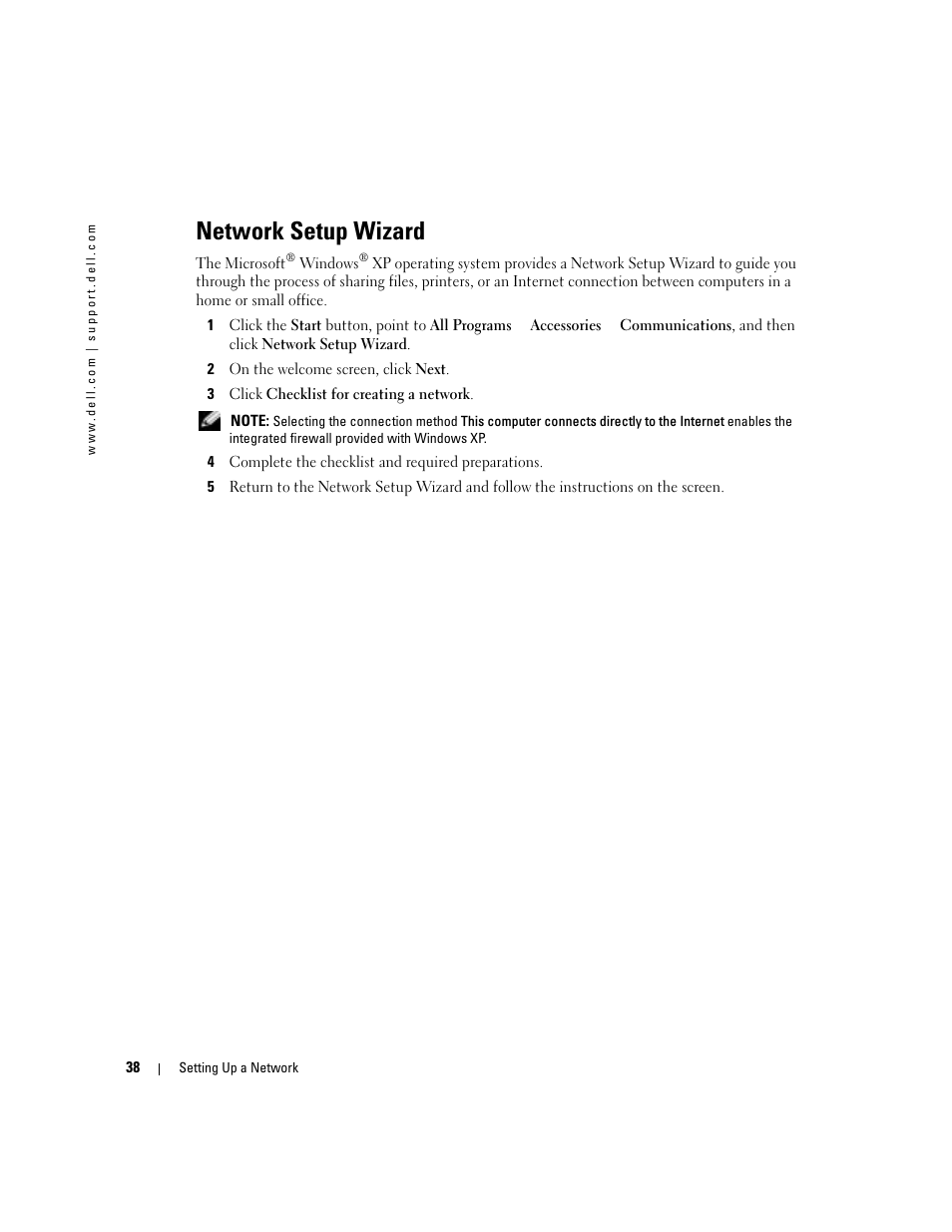Network setup wizard | Dell 1000 User Manual | Page 38 / 98