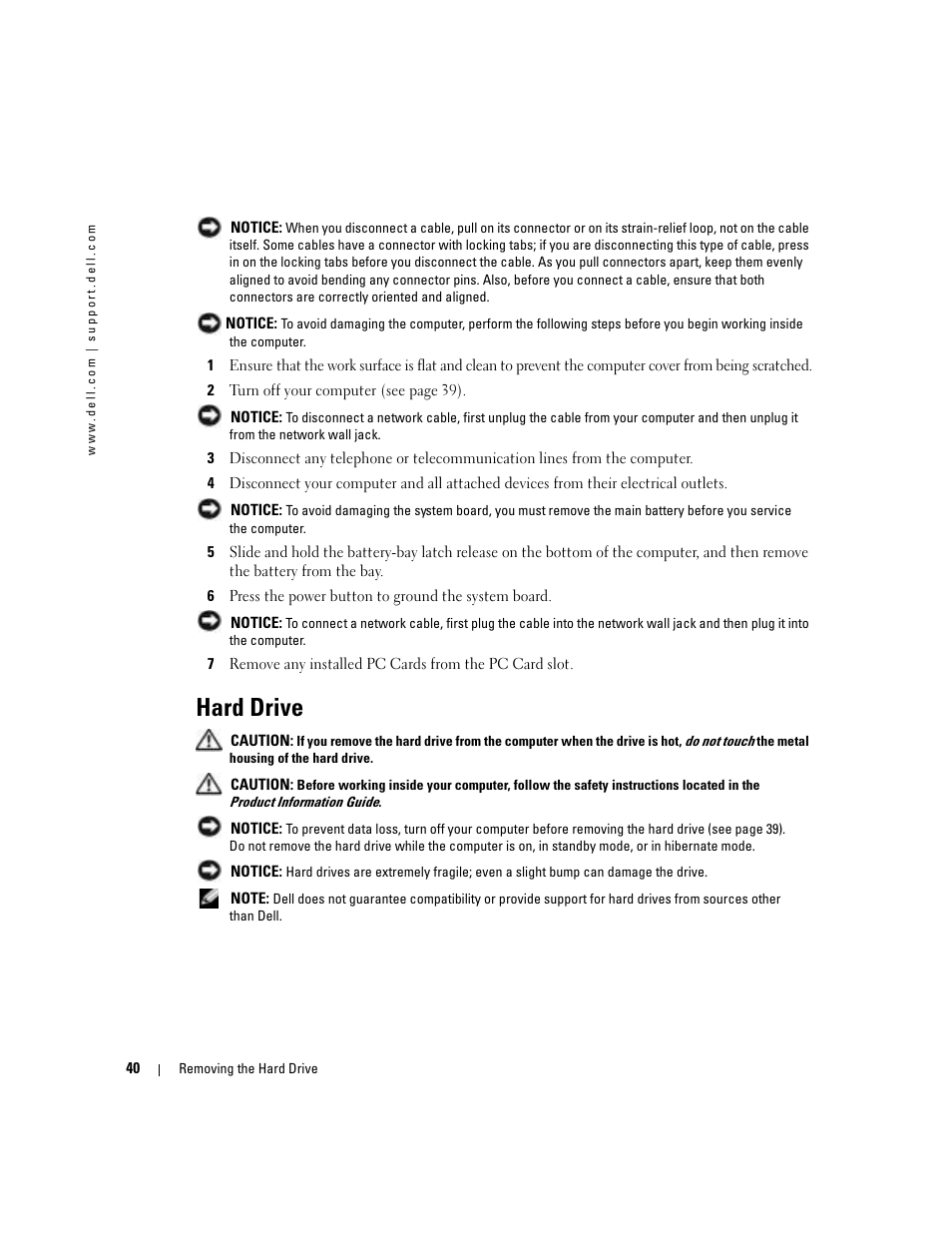 Hard drive | Dell 1000 User Manual | Page 40 / 98