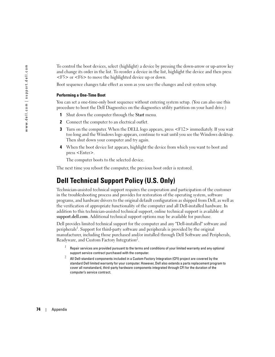 Dell technical support policy (u.s. only) | Dell 1000 User Manual | Page 74 / 98