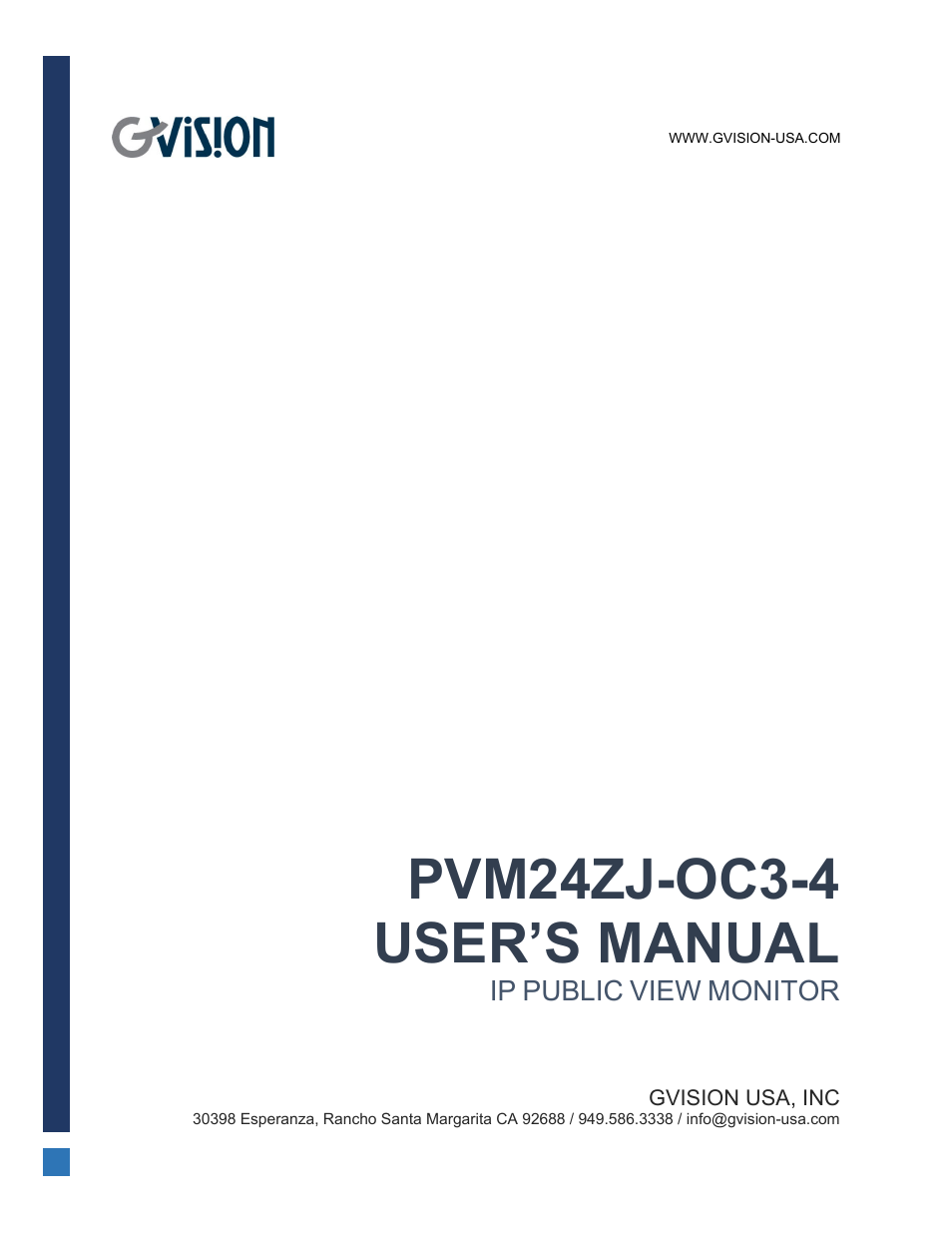 GVision USA IP PVM 23.6" LED-Backlit Surveillance Monitor with 1080p Camera User Manual | 21 pages