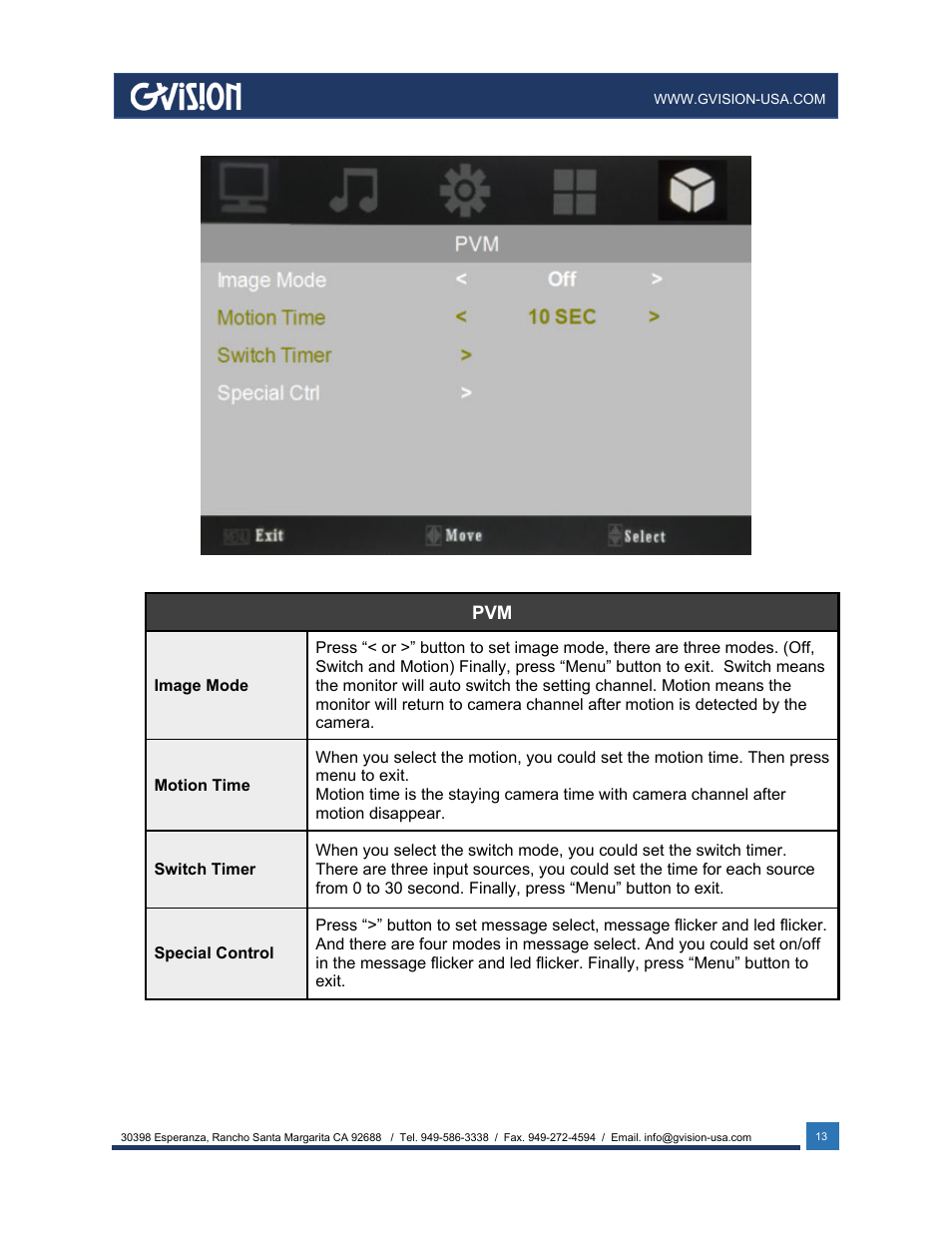 GVision USA IP PVM 23.6" LED-Backlit Surveillance Monitor with 1080p Camera User Manual | Page 13 / 21