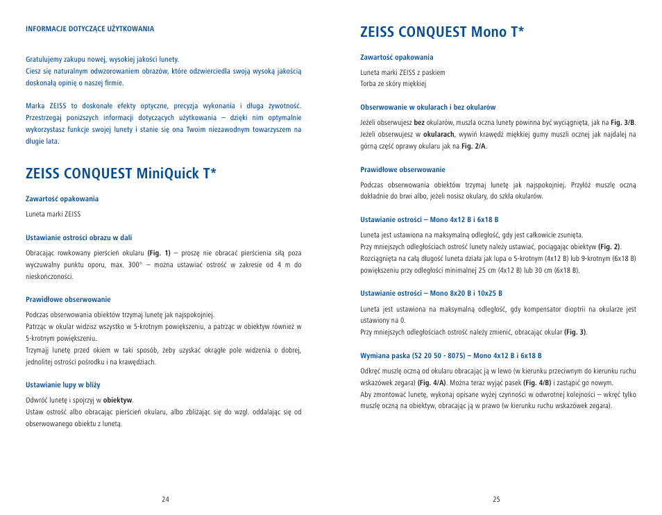 Zeiss conquest miniquick t, Zeiss conquest mono t | Carl Zeiss 6x18 Mono T* Monocular User Manual | Page 15 / 22