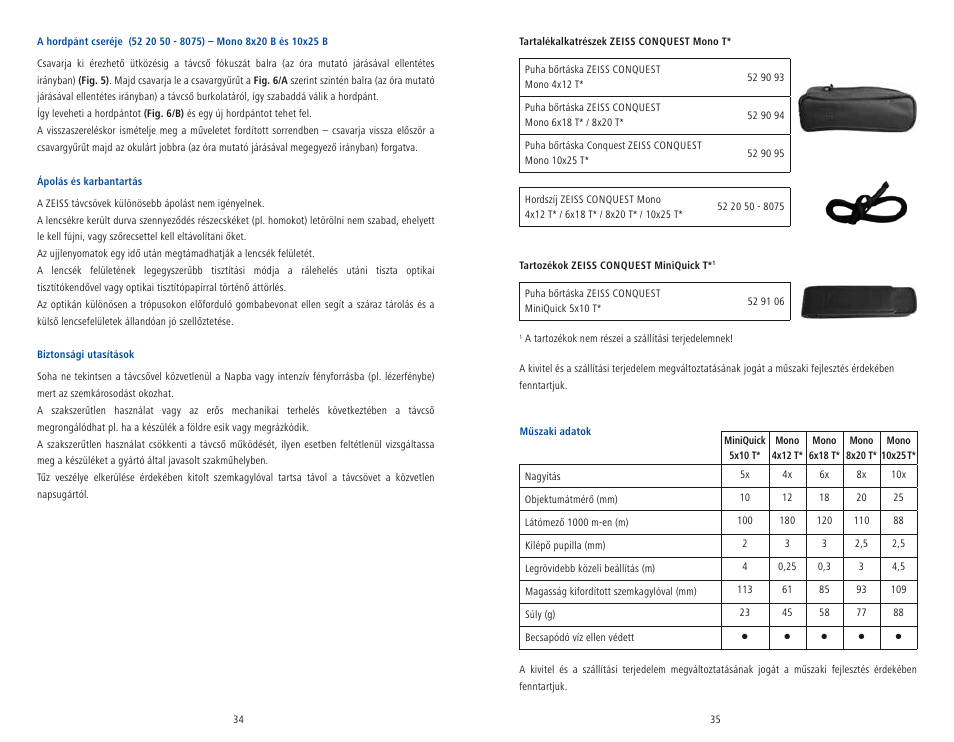 Carl Zeiss 6x18 Mono T* Monocular User Manual | Page 20 / 22