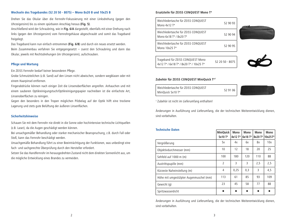 Carl Zeiss 6x18 Mono T* Monocular User Manual | Page 4 / 22