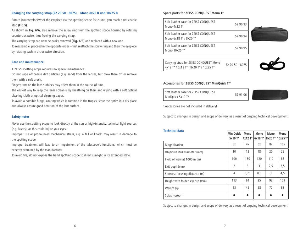 Carl Zeiss 6x18 Mono T* Monocular User Manual | Page 6 / 22