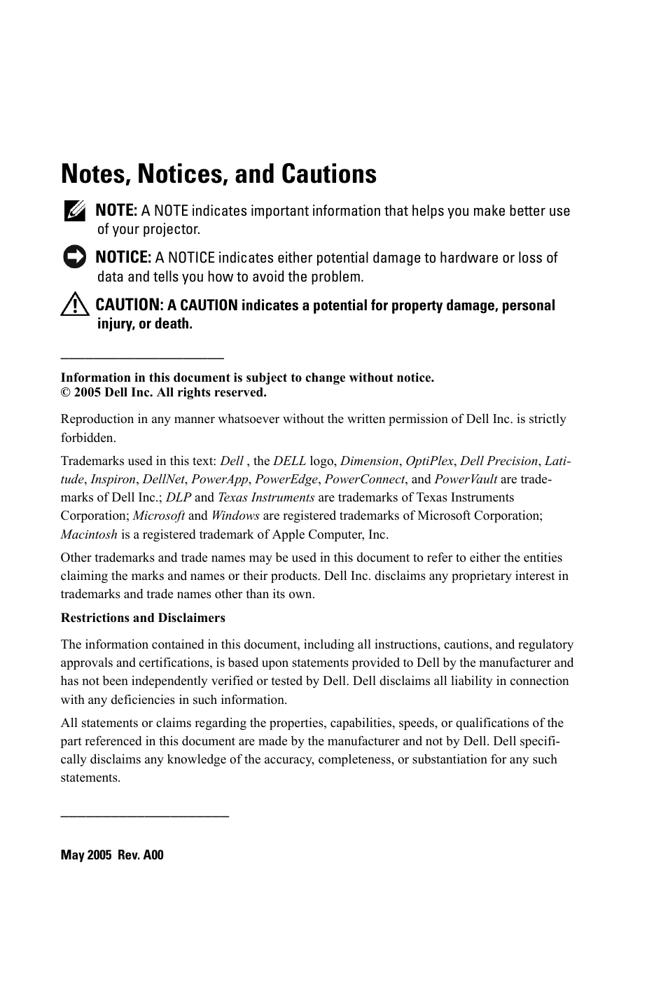 Dell 3400MP User Manual | Page 2 / 68