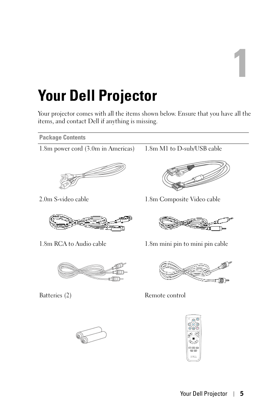 Your dell projector, Votre projecteur dell, O projetor dell | Dell 3400MP User Manual | Page 5 / 68