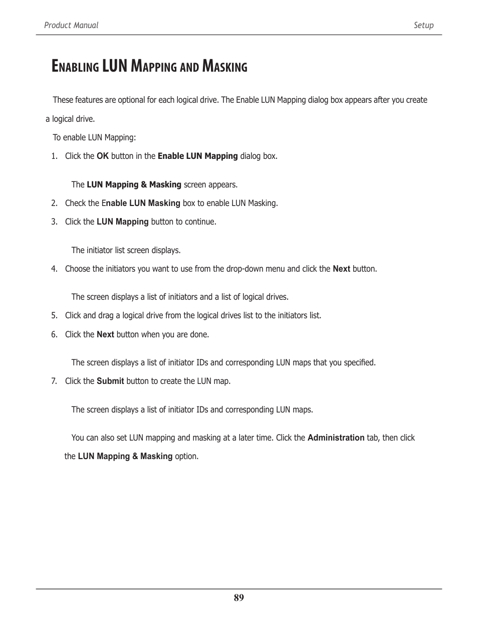 Enabling lun mapping and masking, Nabling, Lun m | Apping, Asking | Promise Technology 2-Year Extended Warranty for VessR2000 RAID Head User Manual | Page 116 / 705