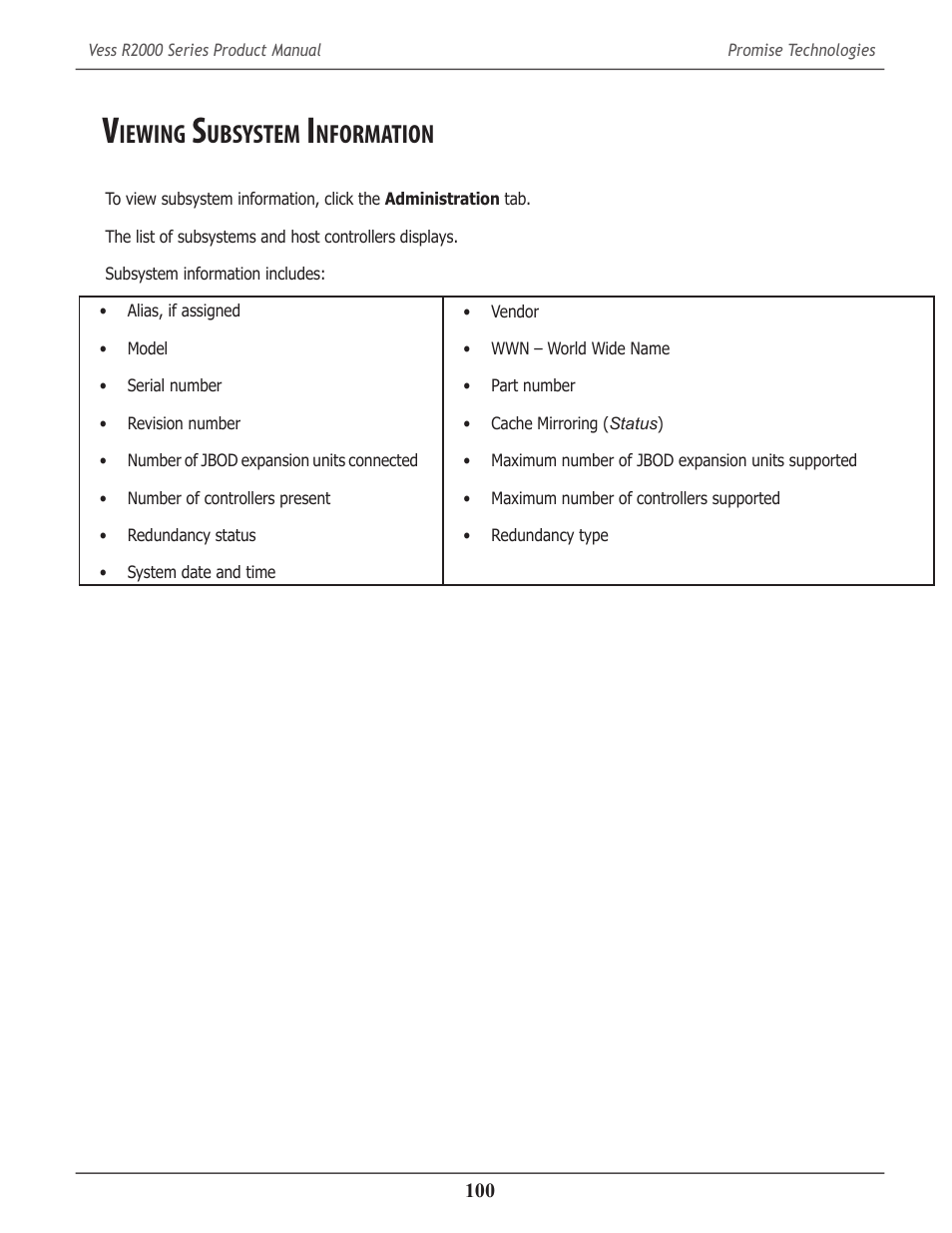 Viewing subsystem information, Iewing, Ubsystem | Nformation | Promise Technology 2-Year Extended Warranty for VessR2000 RAID Head User Manual | Page 127 / 705