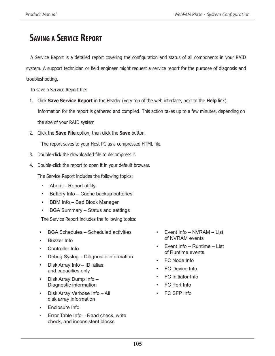 Saving a service report, Aving, Ervice | Eport | Promise Technology 2-Year Extended Warranty for VessR2000 RAID Head User Manual | Page 132 / 705