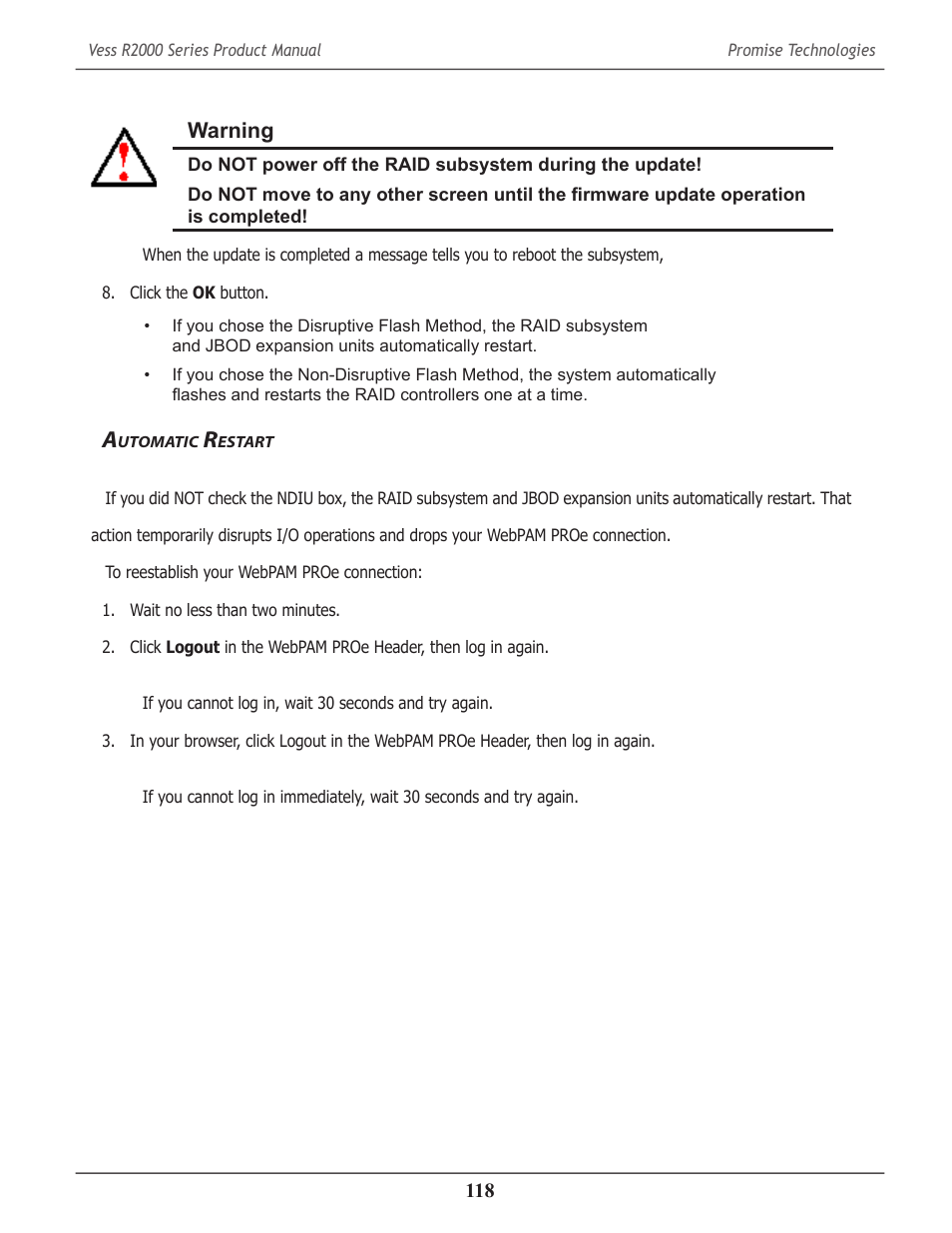 Automatic restart, Utomatic, Estart | Promise Technology 2-Year Extended Warranty for VessR2000 RAID Head User Manual | Page 145 / 705