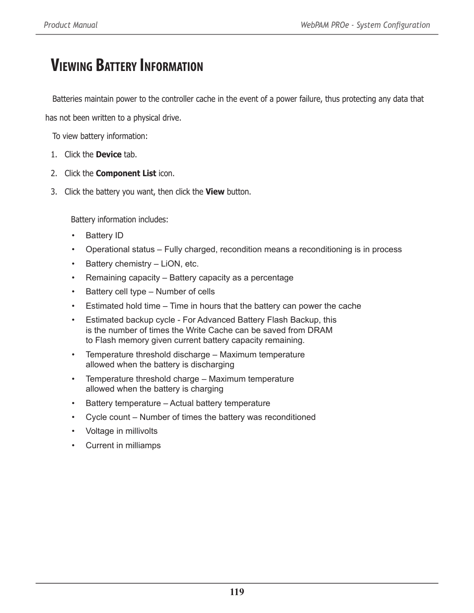 Viewing battery information, Iewing, Attery | Nformation | Promise Technology 2-Year Extended Warranty for VessR2000 RAID Head User Manual | Page 146 / 705