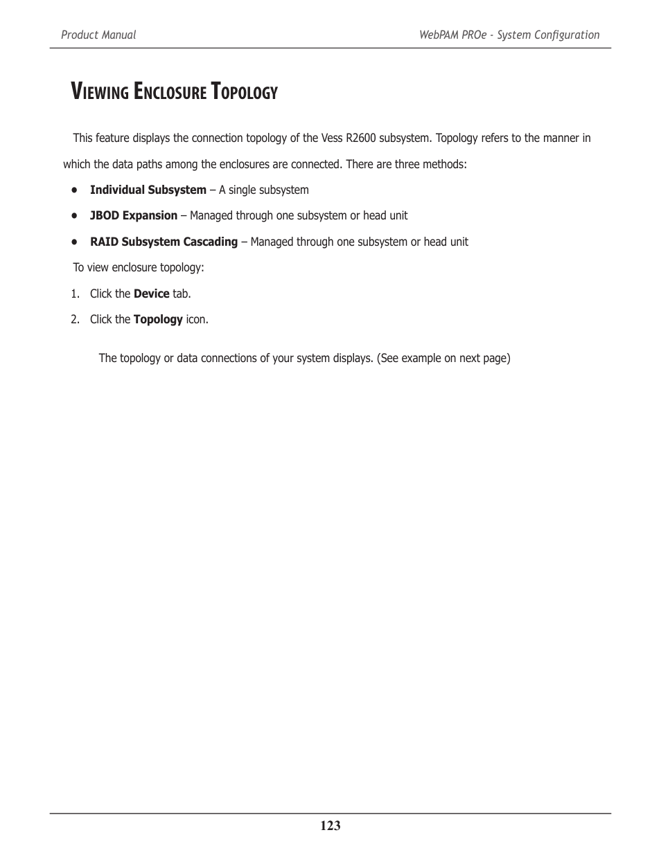 Viewing enclosure topology, Iewing, Nclosure | Opology | Promise Technology 2-Year Extended Warranty for VessR2000 RAID Head User Manual | Page 150 / 705