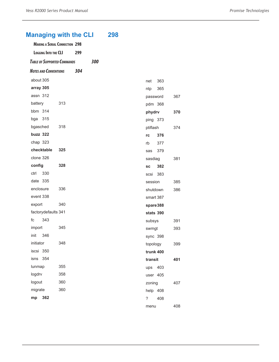 Managing with the cli 298 | Promise Technology 2-Year Extended Warranty for VessR2000 RAID Head User Manual | Page 17 / 705