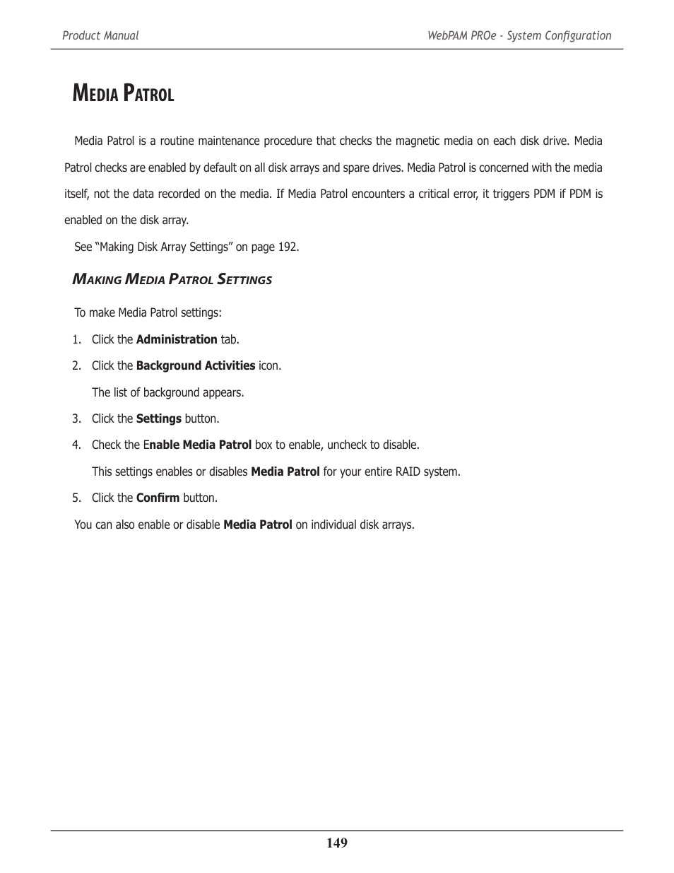 Media patrol, Making media patrol settings, Edia | Atrol, Aking, Ettings | Promise Technology 2-Year Extended Warranty for VessR2000 RAID Head User Manual | Page 176 / 705