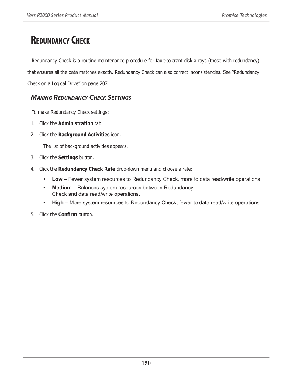 Redundancy check, Making redundancy check settings, Edundancy | Heck, Aking, Ettings | Promise Technology 2-Year Extended Warranty for VessR2000 RAID Head User Manual | Page 177 / 705