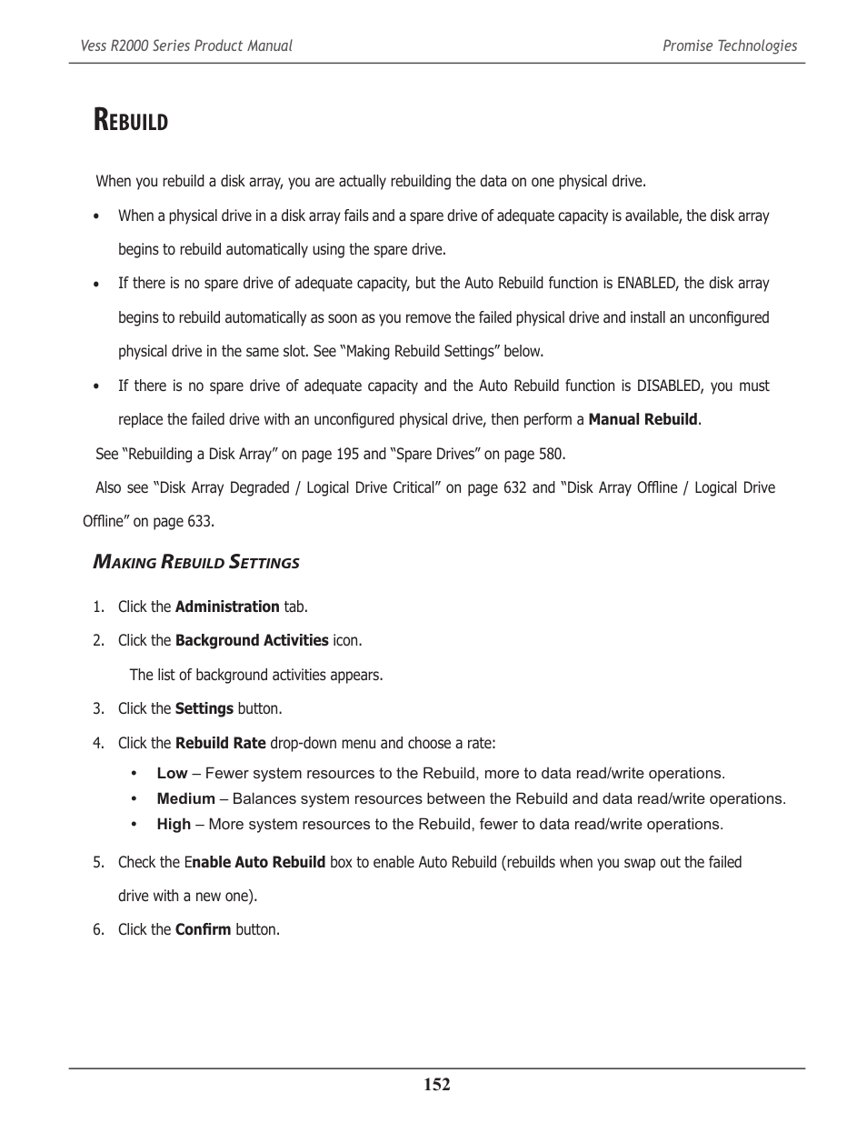 Rebuild, Making rebuild settings, Ebuild | Aking, Ettings | Promise Technology 2-Year Extended Warranty for VessR2000 RAID Head User Manual | Page 179 / 705